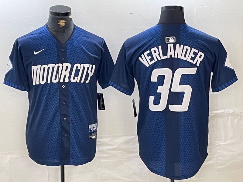 Men Detroit Tigers 35 Verlander Blue City Edition Nike 2024 MLB Jersey style 3